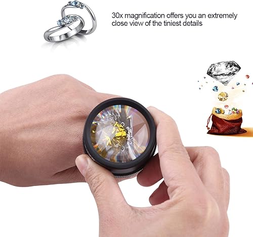 Miniatura 3 de Lupa de joyería profesional 30X, lupa óptica de joyería, lupa de lupa de ojo de joyero, herramienta de inspección y colección para sellos, joyas,