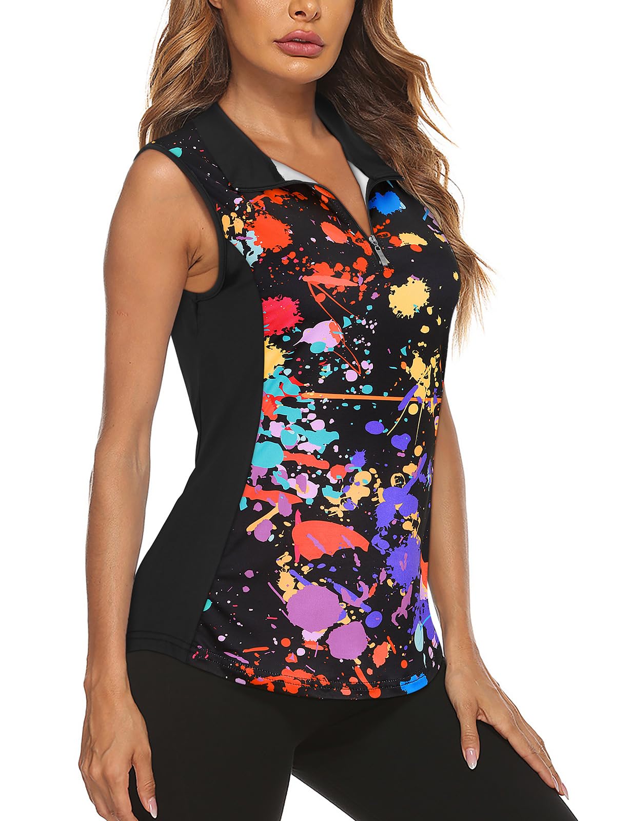 Misyula Style Women's Sleeveless Golf Shirts 1/4 Zip Polo Tennis Workout Tank Tops S-2XL