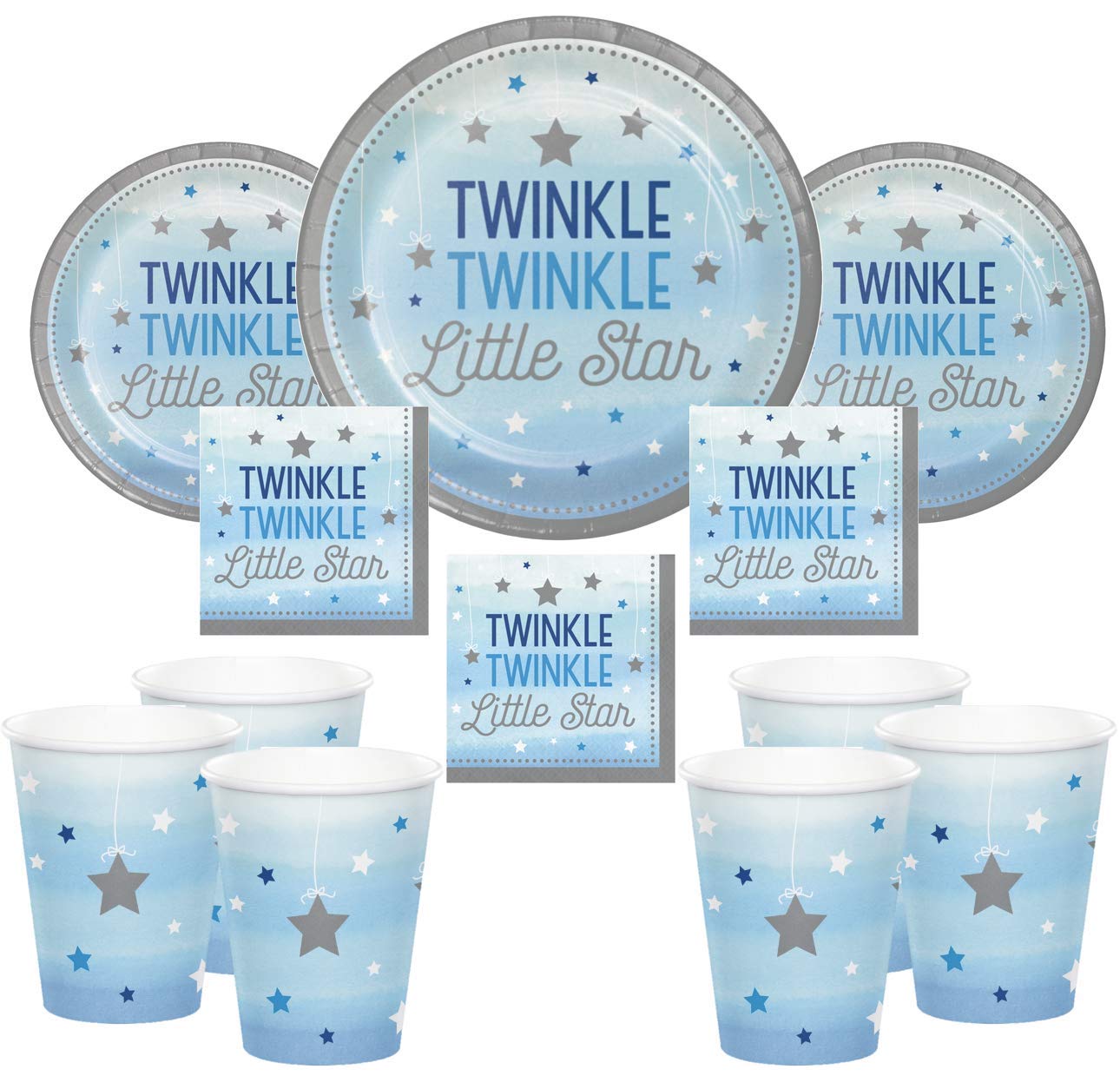 Twinkle Twinkle Little Star Blue Party Supplies Pack for 16 Guests