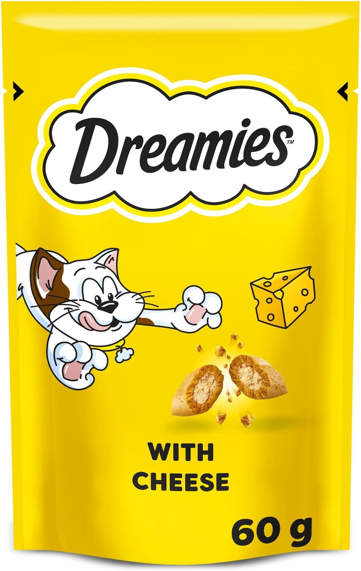 Dreamies Cat Treats, Tasty Snacks with Tempting Cheese, 8 Pouches of 60 g