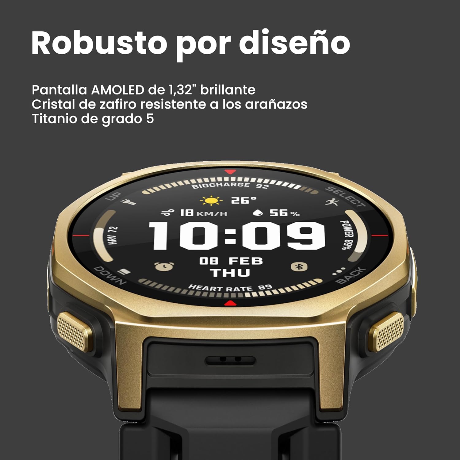 Amazfit T-Rex 3 Pro Reloj Inteligente Deportivo para Hombre, Pantalla AMOLED de Zafiro, Bisel de Titanio, GPS de Banda Dual, Mapas Sin Conexión, Linterna Incorporada, para Android iPhone 5