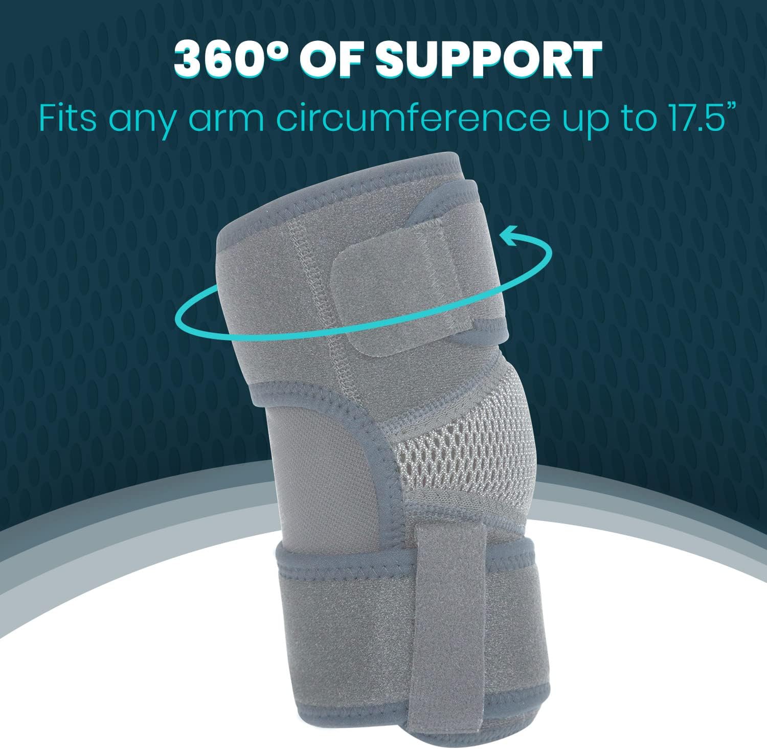 Vive Elbow Brace - Tennis Compression Sleeve - Wrap for Golfers, Bursitis, Left or Right Arm - Tendonitis Support Strap for Golf, Men and Women - Epicondylitis and Sports Recovery (Gray, Standard)