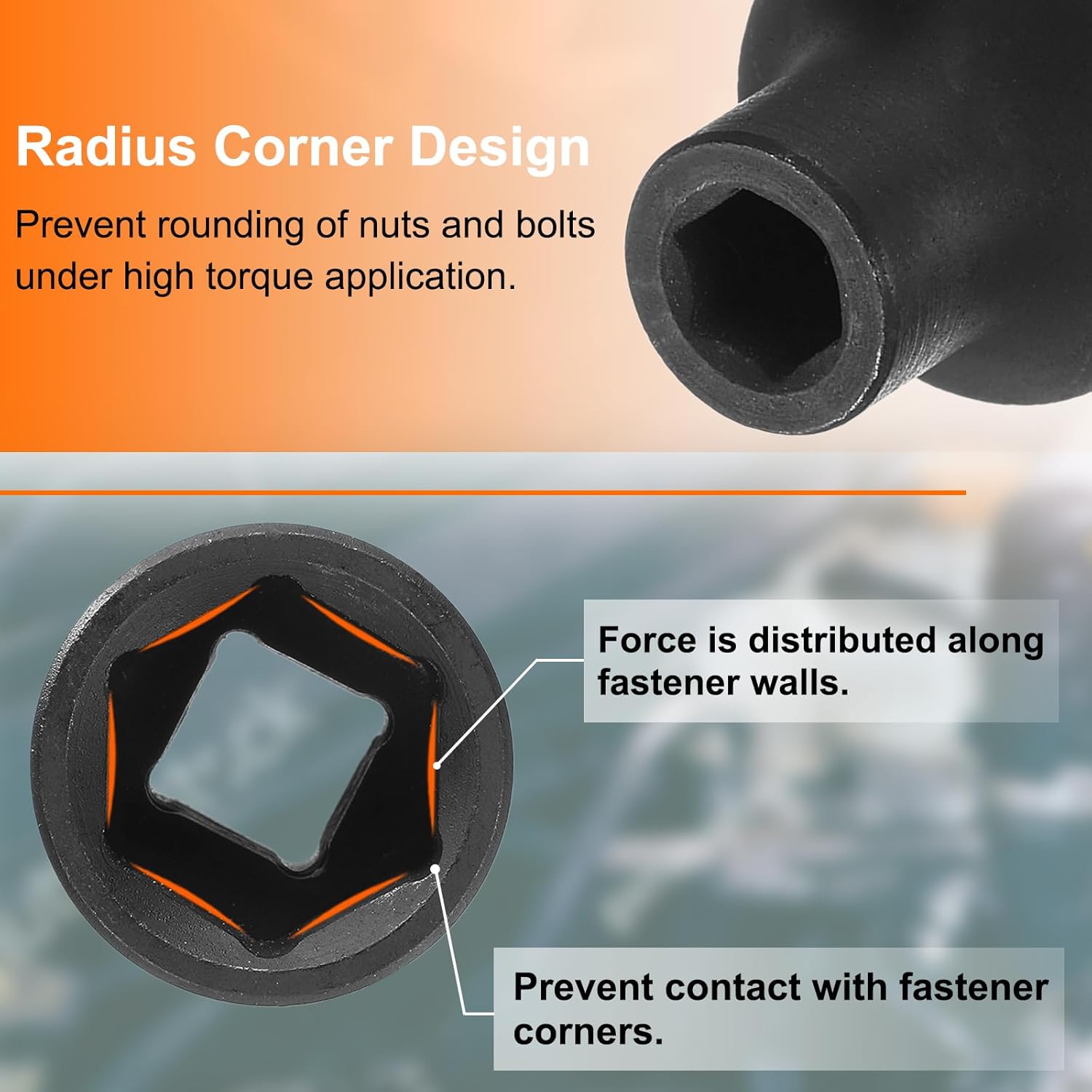 HARFINGTON Deep Impact Socket 3/8" Square Drive by 6mm Metric 6 Point Socket 30mm (1.18") Long CR-MO Steel Industrial Grade Flip Socket for Home Auto Hex Nuts Bolts Repair, Black