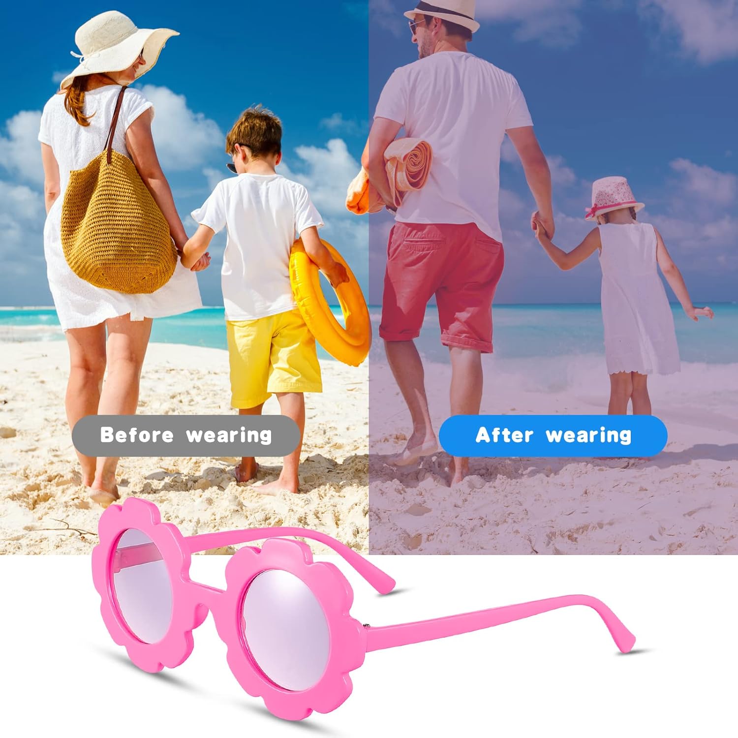 12 Pairs Kids Round Flower Sunglasses Girls Toddler Flower Shaped Cute Outdoor Sunglasses Eyewear Glasses - Image 4