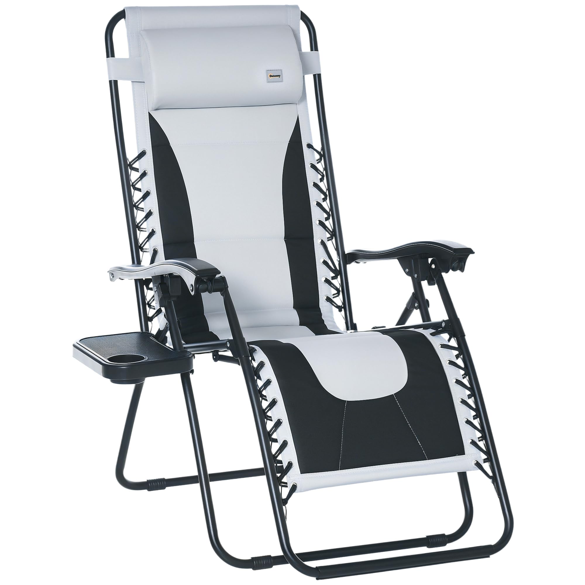 Outsunny Unisex Light Grey Zero Gravity Lounger Folding Recliner Chair W/ Cup Holder In Size 1 Pack