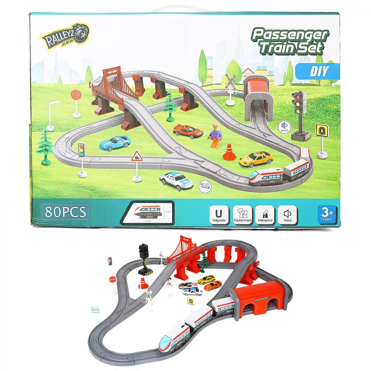 Ralleyz The Passenger Train Playing Set for Kids (80pcs) (B0CR1LJZLF) Amazon Price History, Amazon Price Tracker