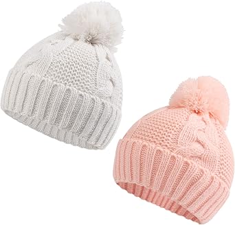 Zsedrut Baby Winter Beanie for Girls Boys Infant Toddler Warm Knit Twist Hat with Pompom