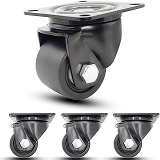 Casoter 2.5" Black Extra Heavy Duty Swivel Caster, 50mm Extra Width Hi-temp Nylon Wheel Low Gravity Center Design Top Plate Mounted Caster, Smooth Sturdy 4500Lbs Total Load Capacity Caster Set 4-Pack