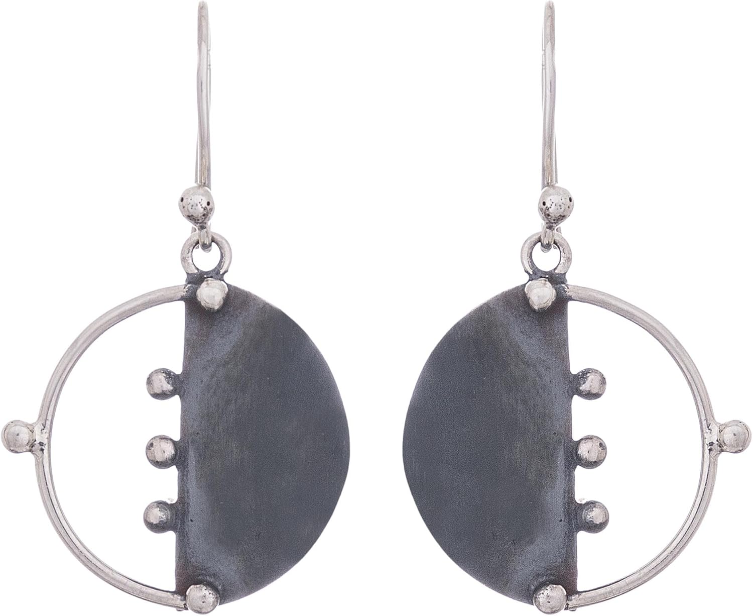 NOVICA Handmade 925 Sterling Silver Dangle Earrings Circular Modern from Peru [1.4 in L x 0.8 in W x 0.1 in D] 'Modern Cosmos'