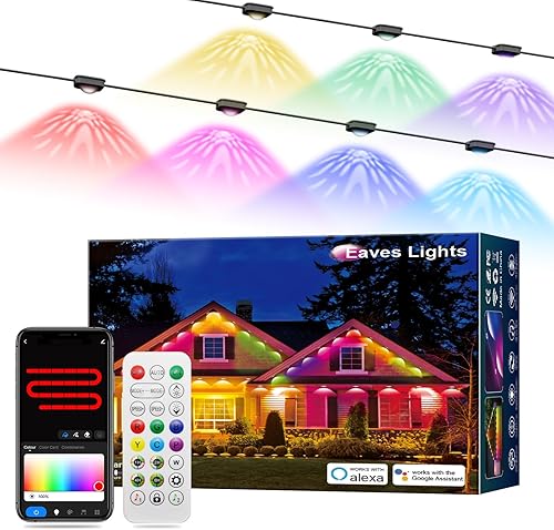LemonNova Luces permanentes para exteriores Pro, 30 pies con 22 luces LED blancas cálidas y frías, luces de aleros estrellados IP67 impermeables,