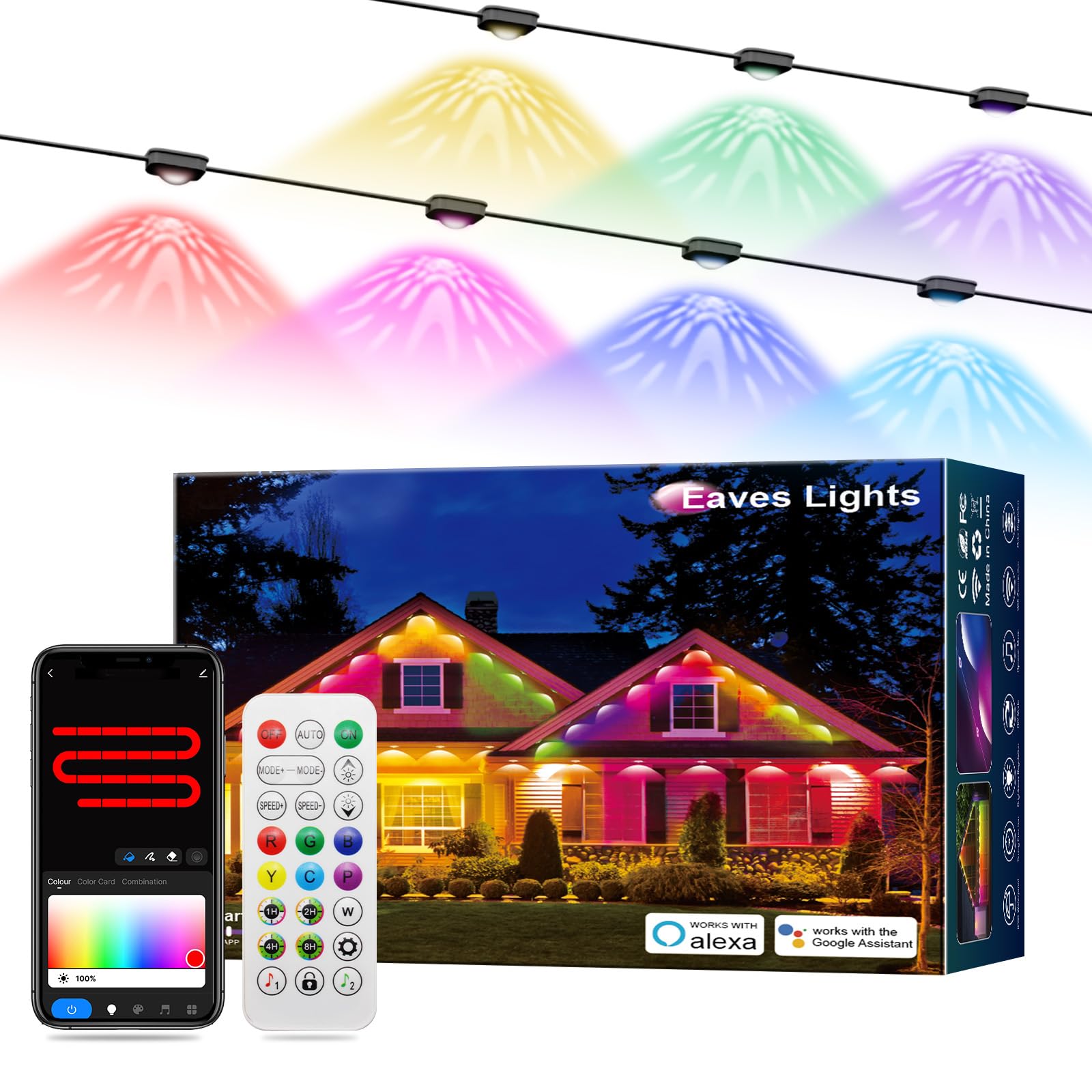 LemonNova Permanent Outdoor Lights Pro, 120ft With 88 LED Warm and
