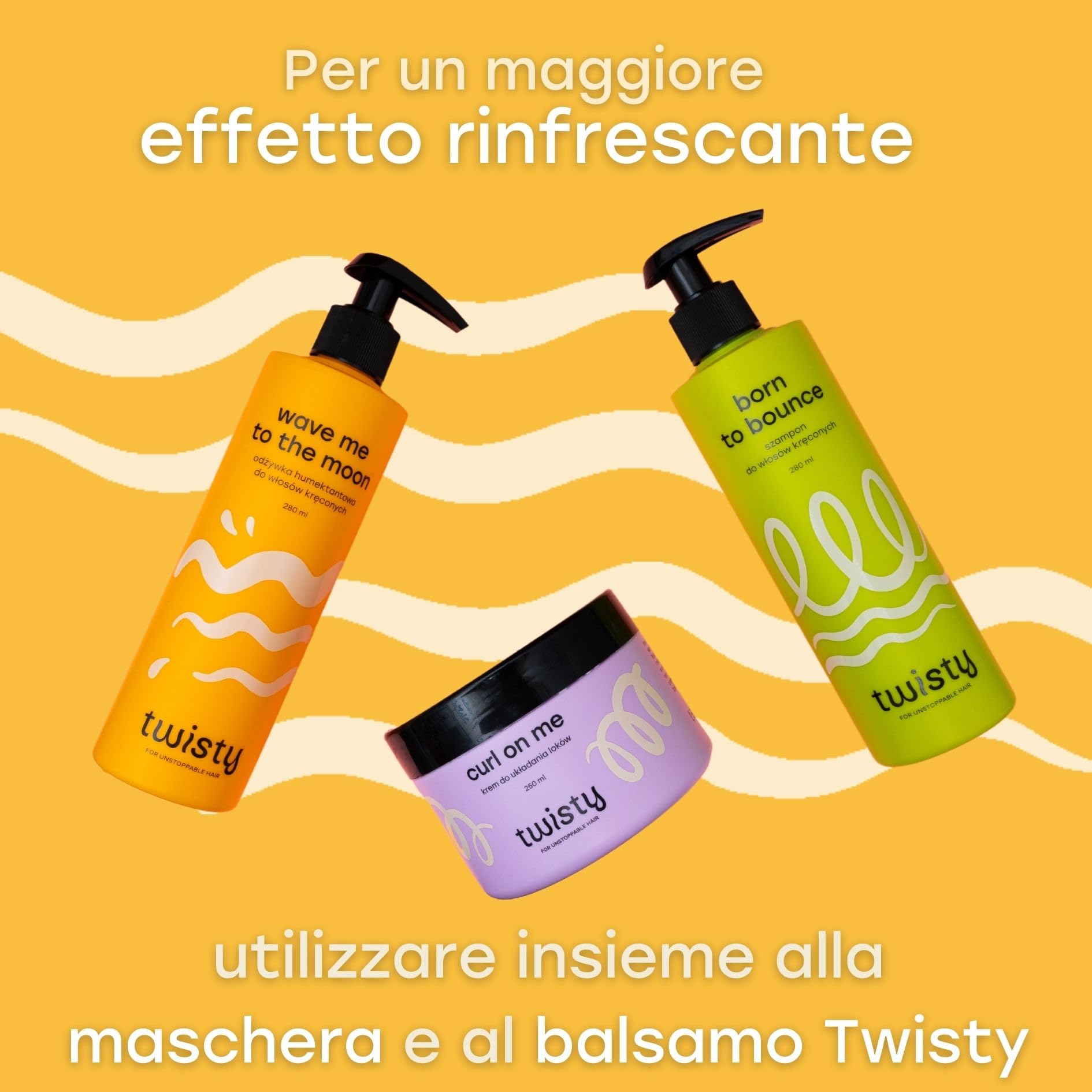 TWISTY Locken Set: Lockencreme Curl Cream, Lockenshampoo & Humektant Conditioner - Curls Styling & Curly Hair Products, Locken Pflege für Naturlocken