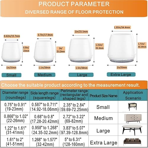 Miniatura 45 de 24 protectores de patas de silla para suelos de madera dura, almohadillas de fieltro de silicona para muebles, fundas de patas de mesa de movimiento