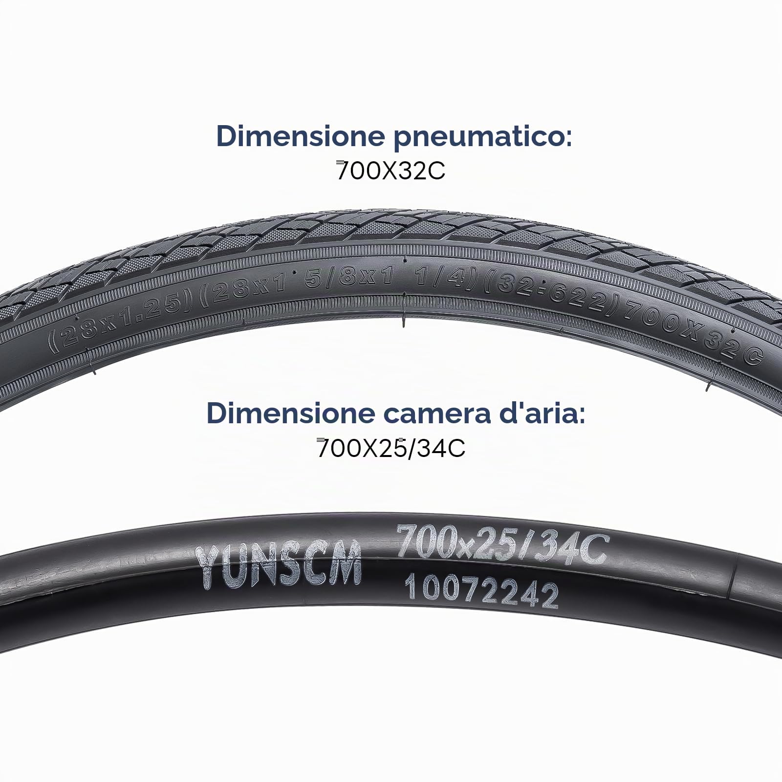 YunSCM 2PCS 28 Pollici 28x1.25 Pneumatici 700x32C ETRTO 32-622 e 700C Camera d' Aria AV48mm