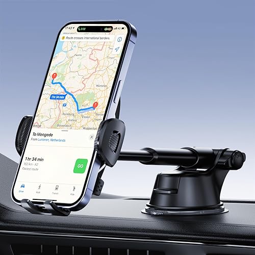 Soporte de teléfono para automóvil, soporte para parabrisas de salpicadero de automóvil, brazo telescópico ajustable de 360 (4.8-7 pulgadas),