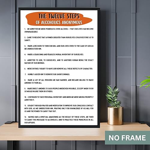 Miniatura 2 de The 12 Steps of AA Alcoholics Anonymous Poster for Addiction Recovery - Twelve Steps Alcoholic Anonymous Quotes Print AA Daily Reflections Poster 12