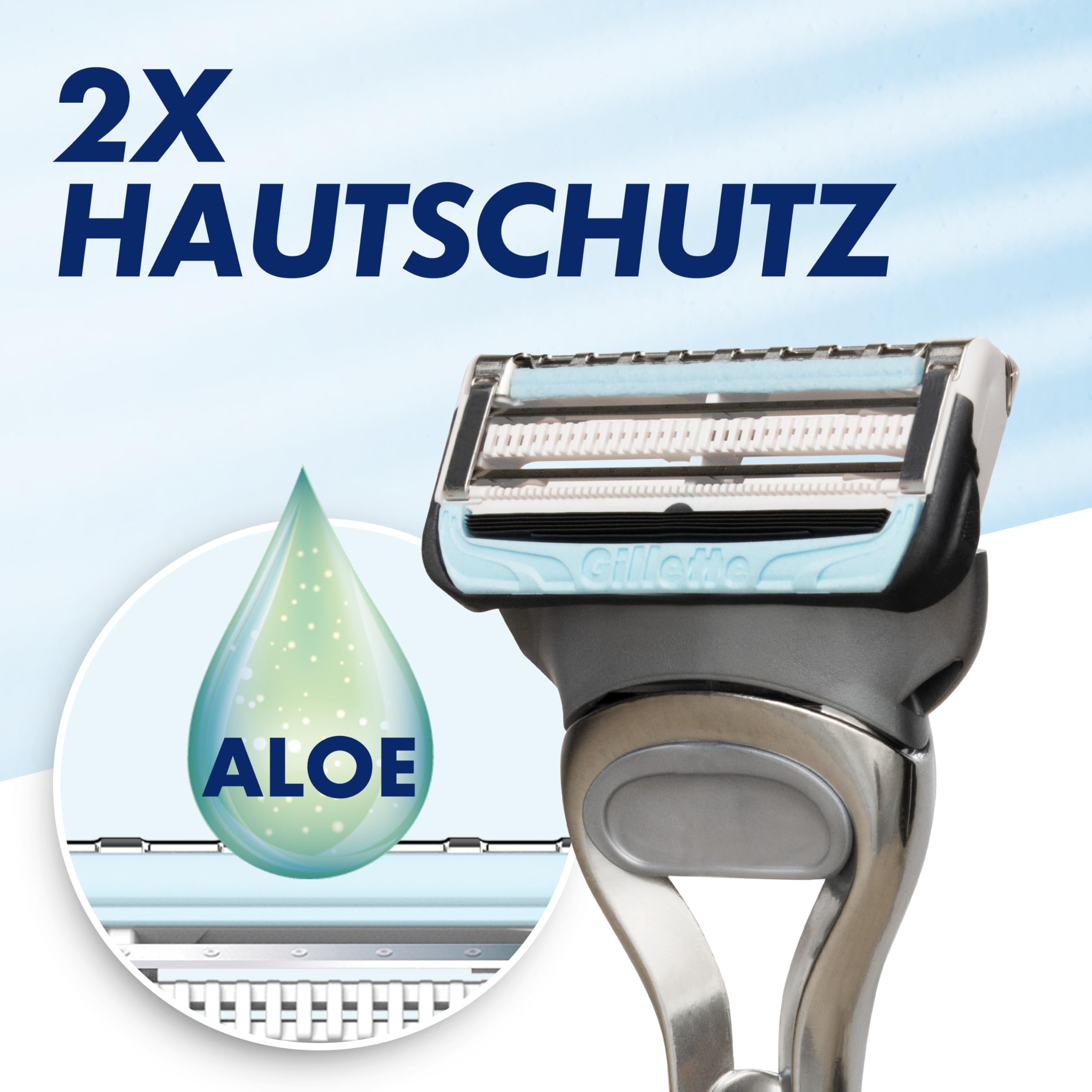 Gillette Skinguard Sensitive Rasierklingen Herren, 11 Original Ersatzklingen, Weiß/Blau - Nassrasierer, Klingen für Herrenrasierer, Verbesserter Gleitstreifen