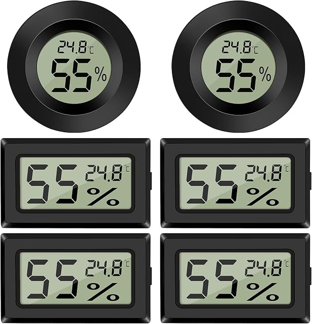 EEEKit 6 Pack Mini Hygrometer Thermometer Humidity Meter LCD Digital Display Temperature Humidity Monitor Gauge for Indoor Outdoor Home Babyroom Greenhouse Reptile Incubator
