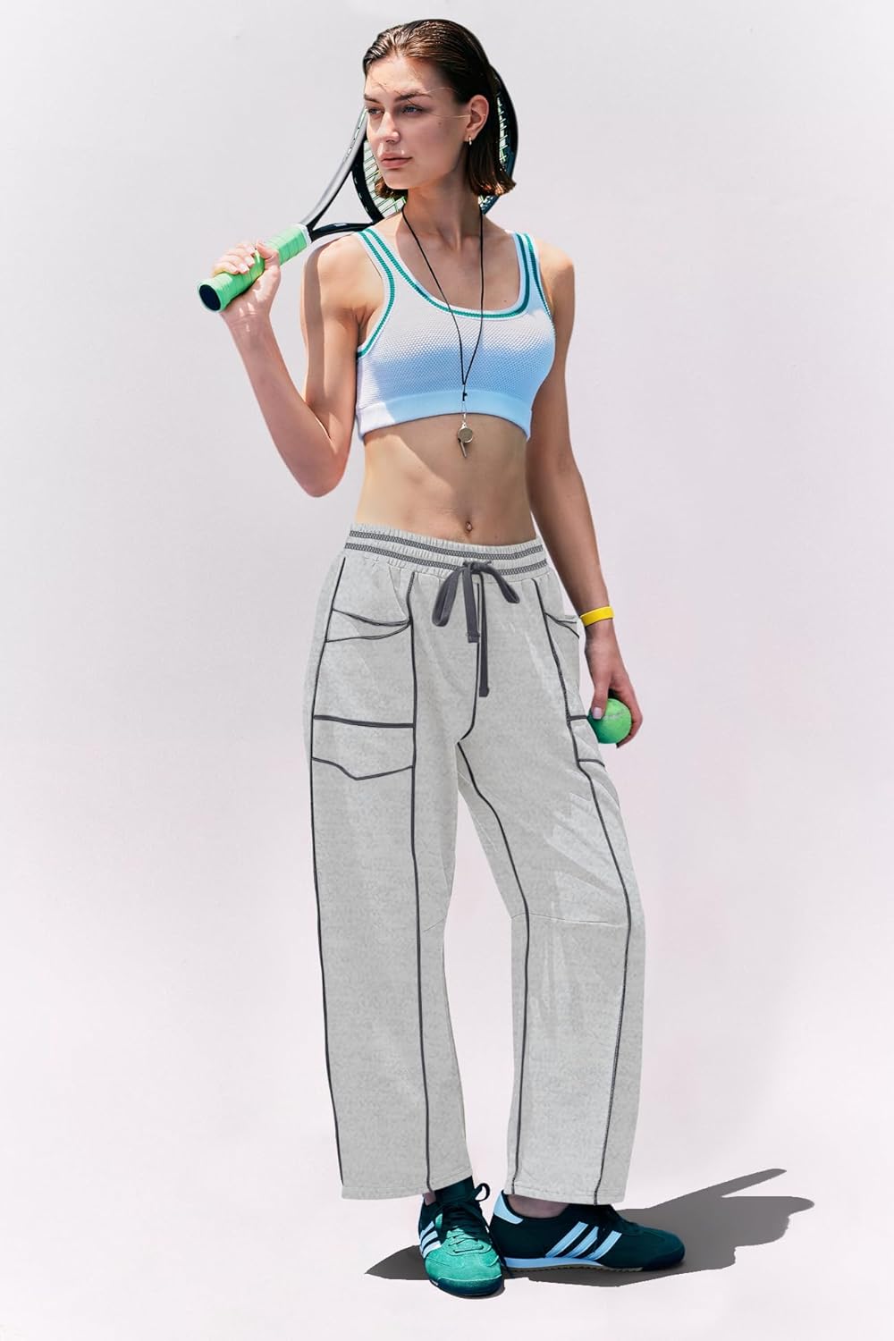 Panadila Womens Barrel Pants Drawstring Wide Leg Sweatpants Baggy Summer Lounge Pants Casual Beach Trousers - Image 5