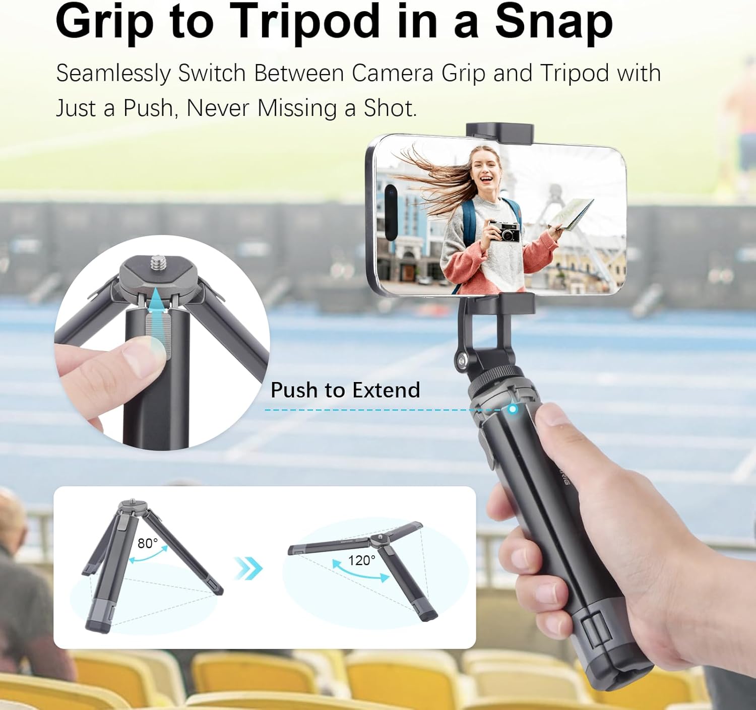 Mini Camera Tripod Kit, All Aluminum Desk Tripod with 360° Phone Holder for DSLR/Action Camera/Cellphone, Phone Tripod Stand Selfie Stick for Video Recording/Vlogging, Max Load 11lbs (SY027)