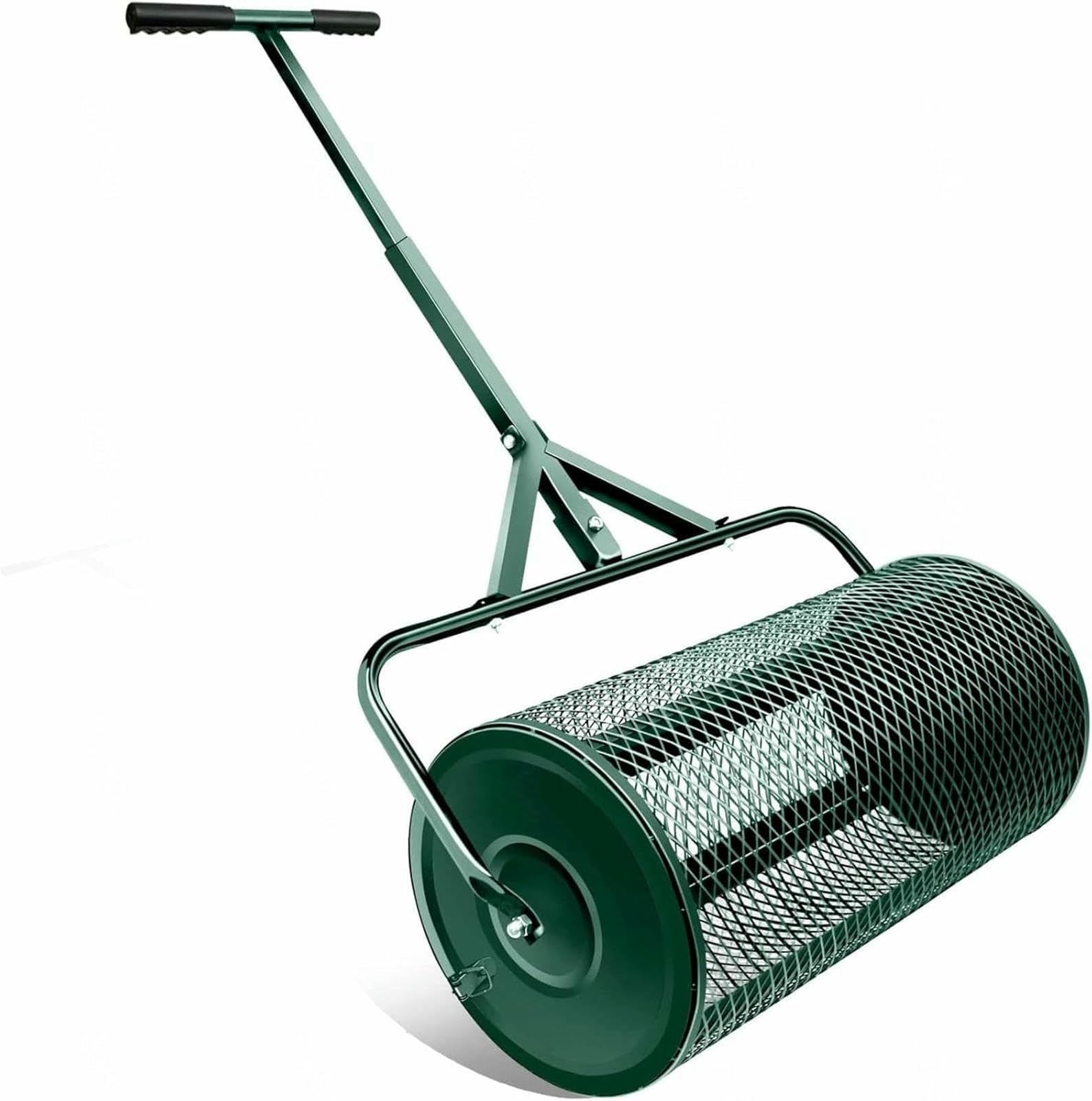 Distribuidor de Compost, Distribuidor de turba, Distribuidor de estiércol Ligero de Malla metálica con Mango Ajustable en Forma de T para Plantar y sembrar