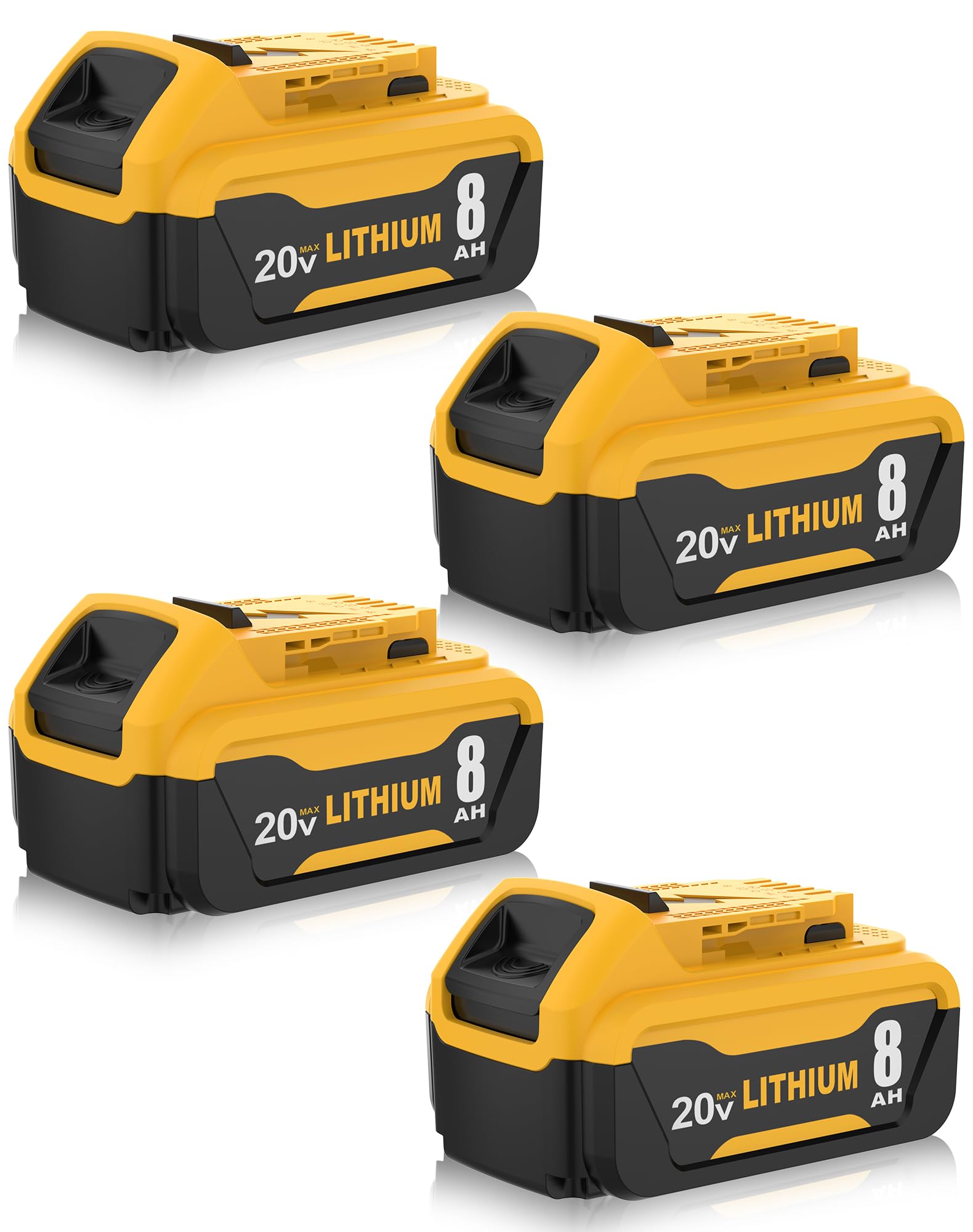 Coraybat 4 Packs 8.0Ah Replacement for Dewalt 20V Max Battery Compatible with Dewalt 20V Cordless Power Tool DCB201 DCB200 DCB206 DCB207