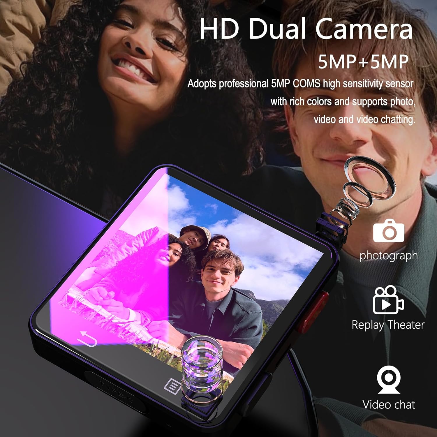 Smartwatch with HD dual camera for photos and video chat