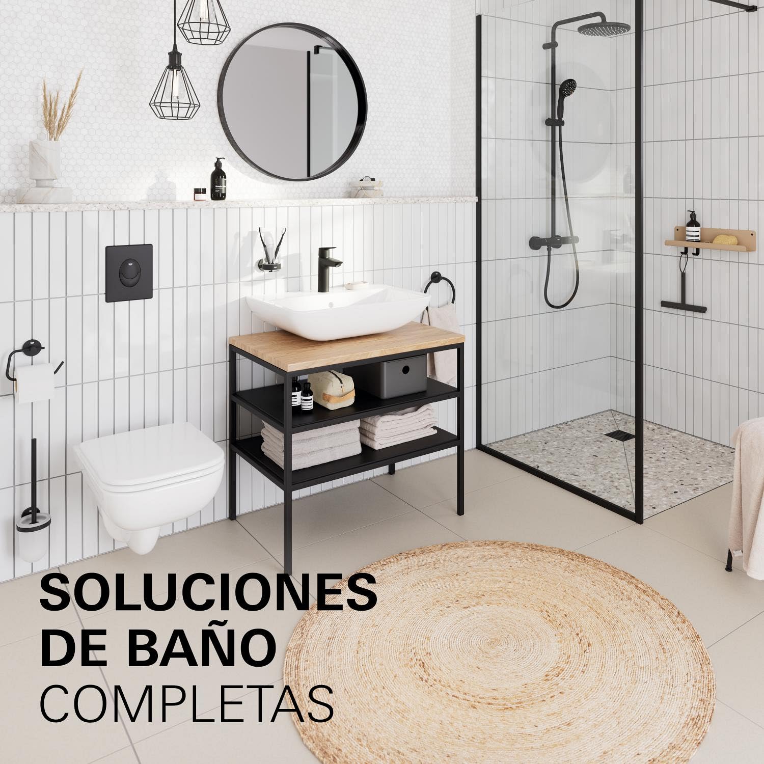 GROHE Start Edge – Grifo Monomando Ducha Visto (Instalación Mural, Cartucho 35mm, Válvula Antirretorno, Protección contra Reflujo), Negro Mate, 233472431