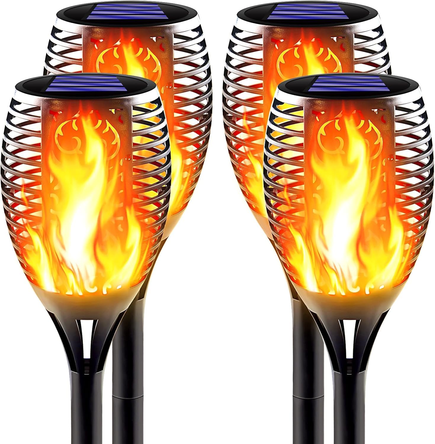 LITVERSE Solar Torch Lights with 96 LED Flickering Flame | 2200mAh Battery | Auto On/Off | Waterproof Outdoor Solar Lights for Garden, Patio, Balcony, Yard & Diwali Decoration | Pack of 4-image-32