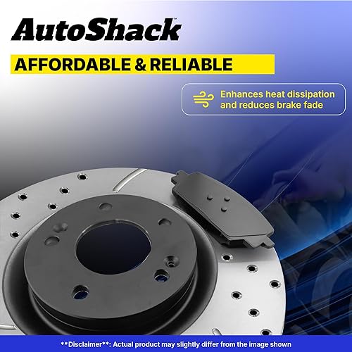 Miniatura 5 de AutoShack Pastillas de freno de cerámica perforadas y ranuradas delanteras y traseras | Reemplazo para Hyundai Veloster Elantra GT Elantra Coupe Kia