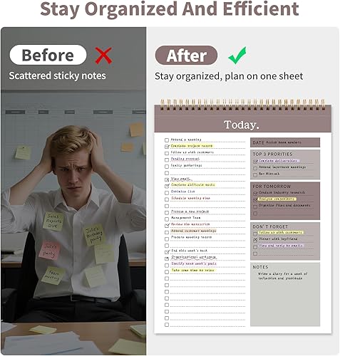 Miniatura 4 de Bloc de notas de lista de tareas, 52 hojas sin fecha (8.5 x 11 pulgadas), planificador diario impreso a doble cara para el trabajo, hogar, escuela,