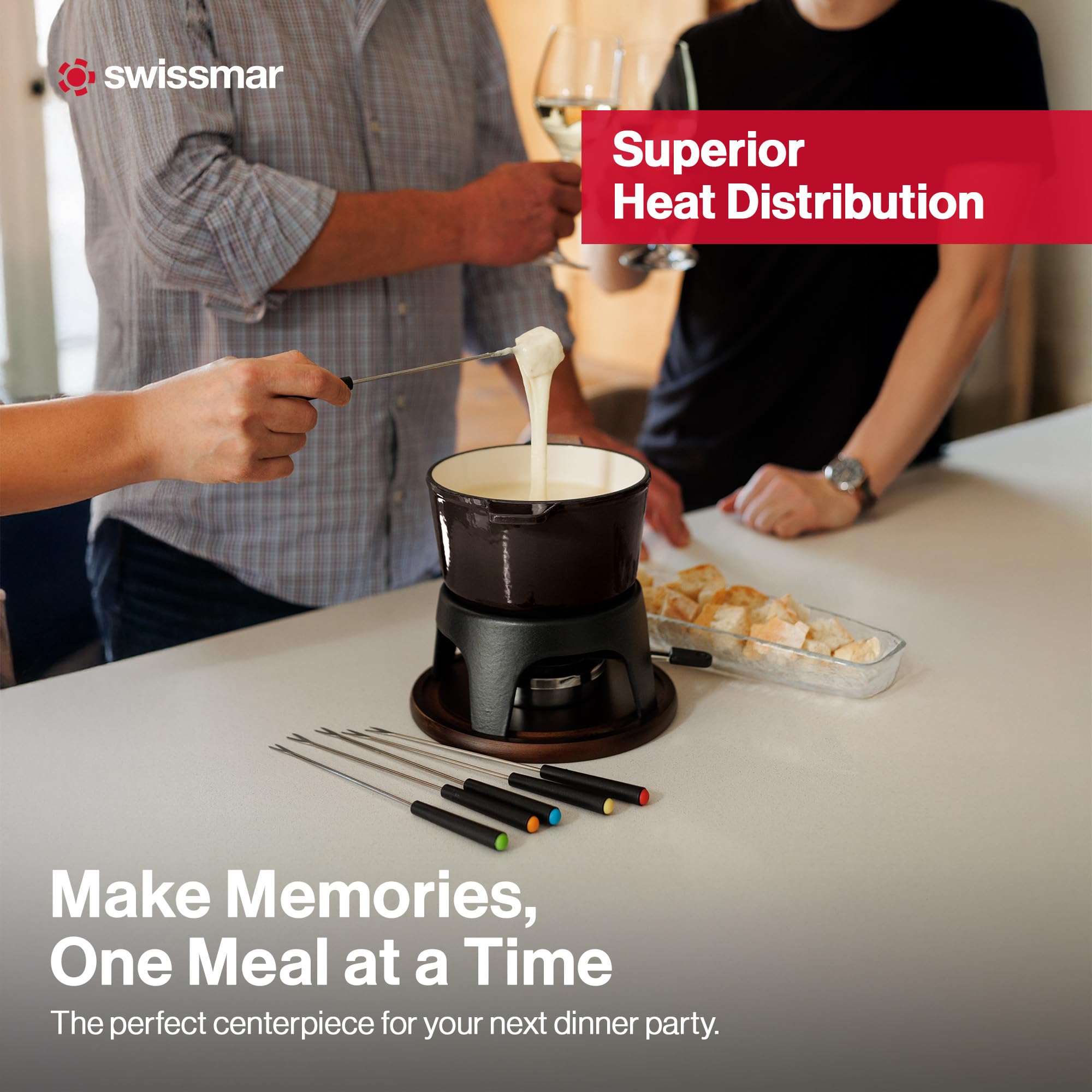 Swissmar Sierra F66708 Service à fondue 11 pièces en fonte/acier inoxydable Noir métallisé 1,6 l