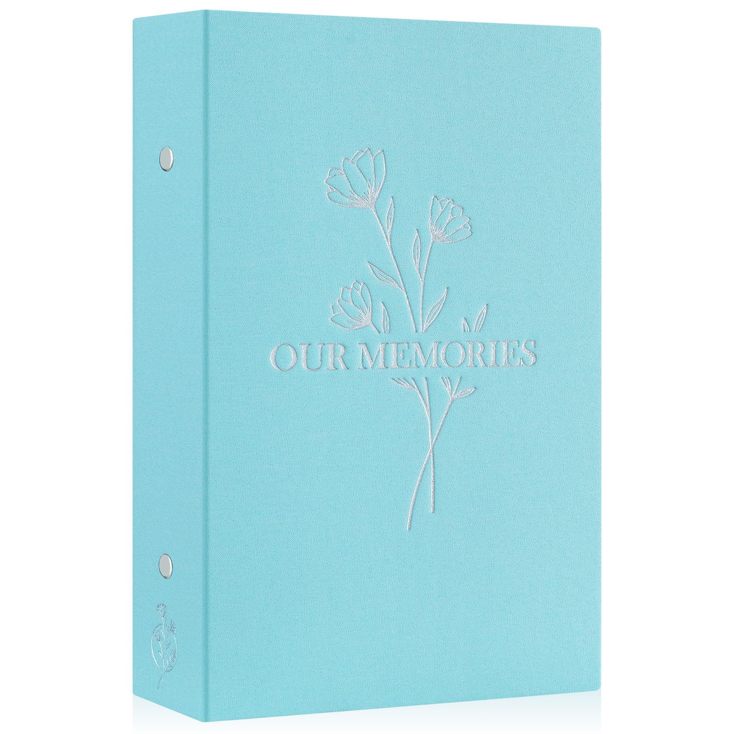 Lanpn Lino Album Fotografico 10x15 300 Tasche, OUR MEMORIES Biancheria Porta Foto Album Portafoto Orizzontali Tascabile Tasca (Teal)
