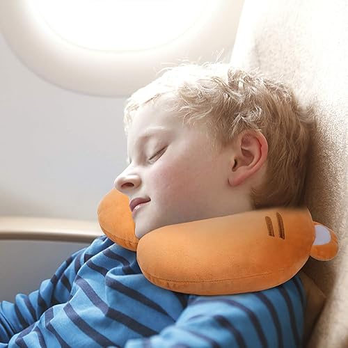 Miniatura 8 de H HOMEWINS Almohada de viaje para niños pequeños. Almohada de apoyo de cabeza de cuello suave, con un bonito animal, cómoda para cualquier posición