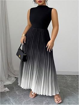 SOLY HUX Women's Plus Size Summer Ombre Sleeveless Flowy Maxi Dress