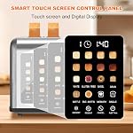 2 Slice Toaster Touch Screen, Stainless Steel Toasters Digital Timer 2 Slot Toasters, 8 Shade Settings 6 Bread Types for Bagel, Cancel, Defrost (Grey)