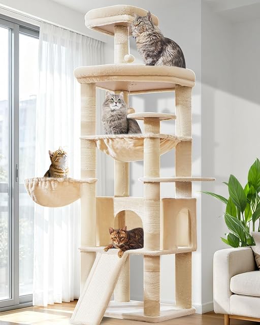 Taoqimiao Árboles Rascadores para Gatos Grandes 183 cm, Plataformas Amplias