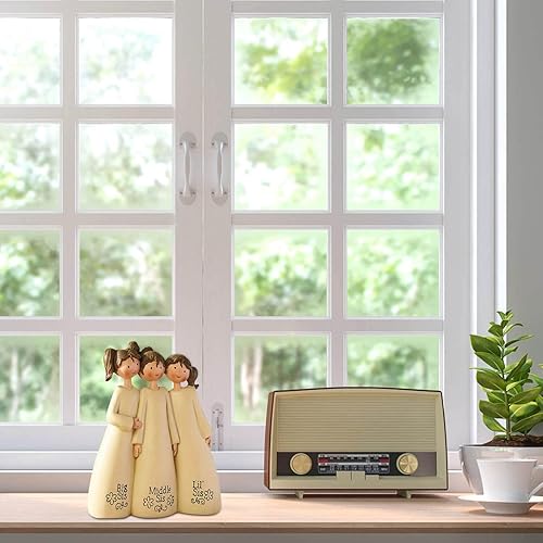 Miniatura 6 de Estatua de ángel de la amistad, figura de mesa de ángel de resina con flores, esculpida pintada a mano, estatua de ángel de la amistad, escultura