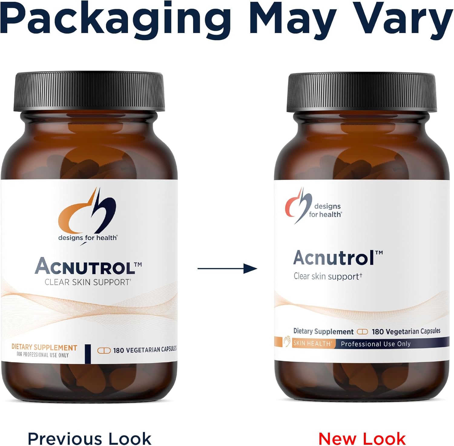 Designs for Health Acnutrol Clear Skin Support Pills - Pantothenic Acid + 50000 IU Vitamin A, Vitamins D + E, Carnitine + Minerals - Non-GMO + Soy Free Oral Supplement (180 Capsules)
