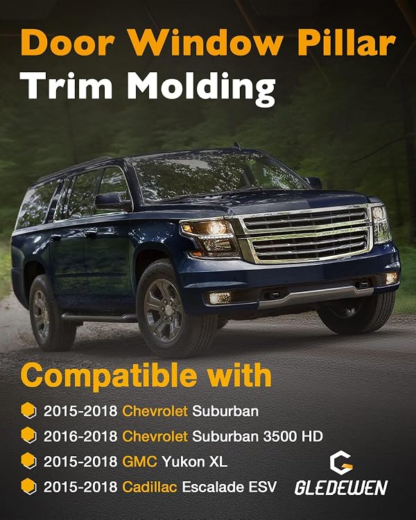 Pillar Trim Molding(6PCS), 2015-2018 GMC Yukon XL/Cadillac Escalade ESV/Chevy Suburban, Front&Rear Door Windshield B/C-Pillar Applique, LH&RH Side, OE#926-241 926-242 926-243 926-244 926-247 926-248 by Gledewen - Image 2