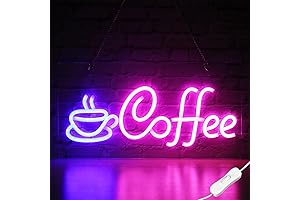 Colorful Xiyunte Coffee Neon Sign, Ravishing LED Coffee Sign with Metallic Chain,...