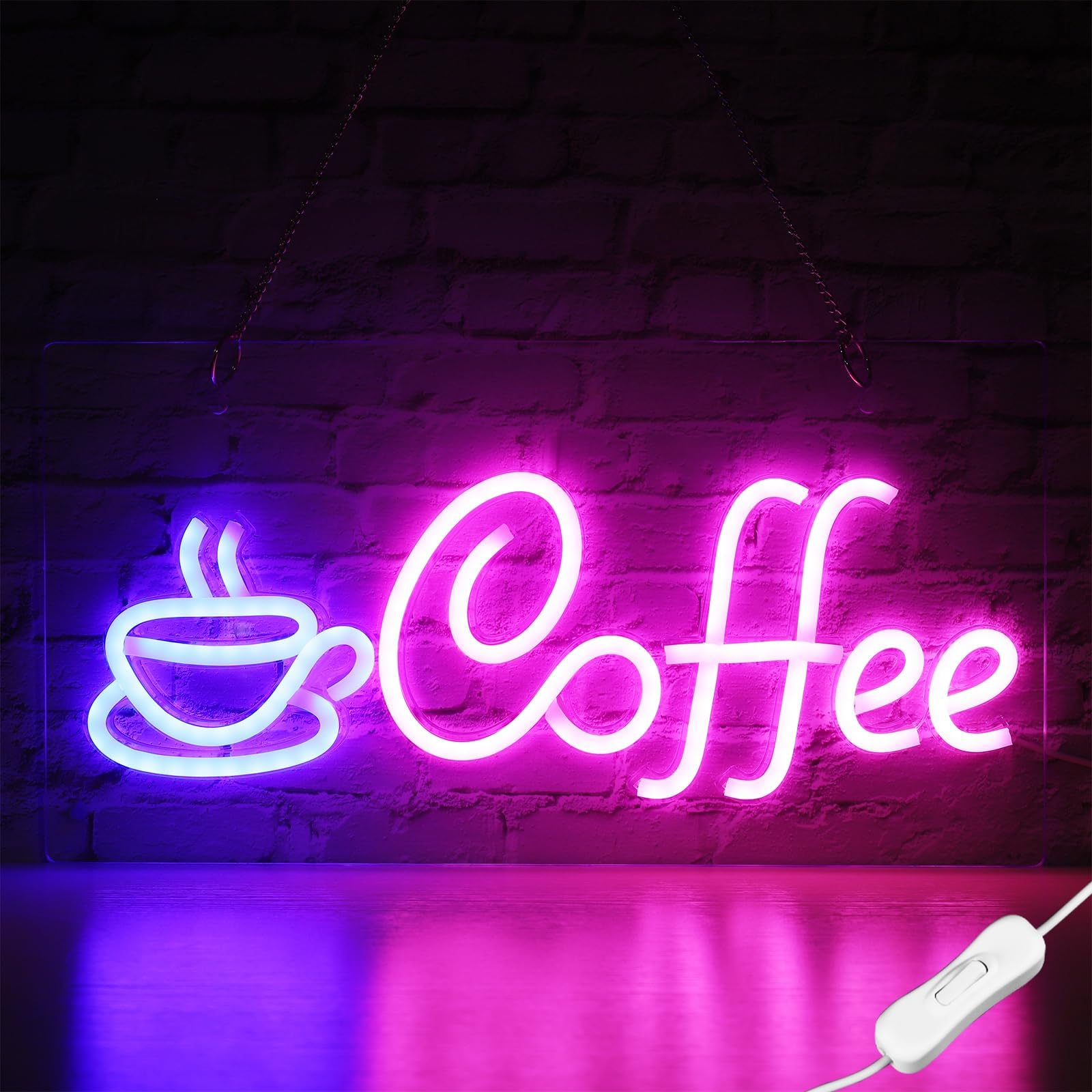 Vinray Cafe Neon Sign for Coffee Bar Pub Decor,Blue Wall
