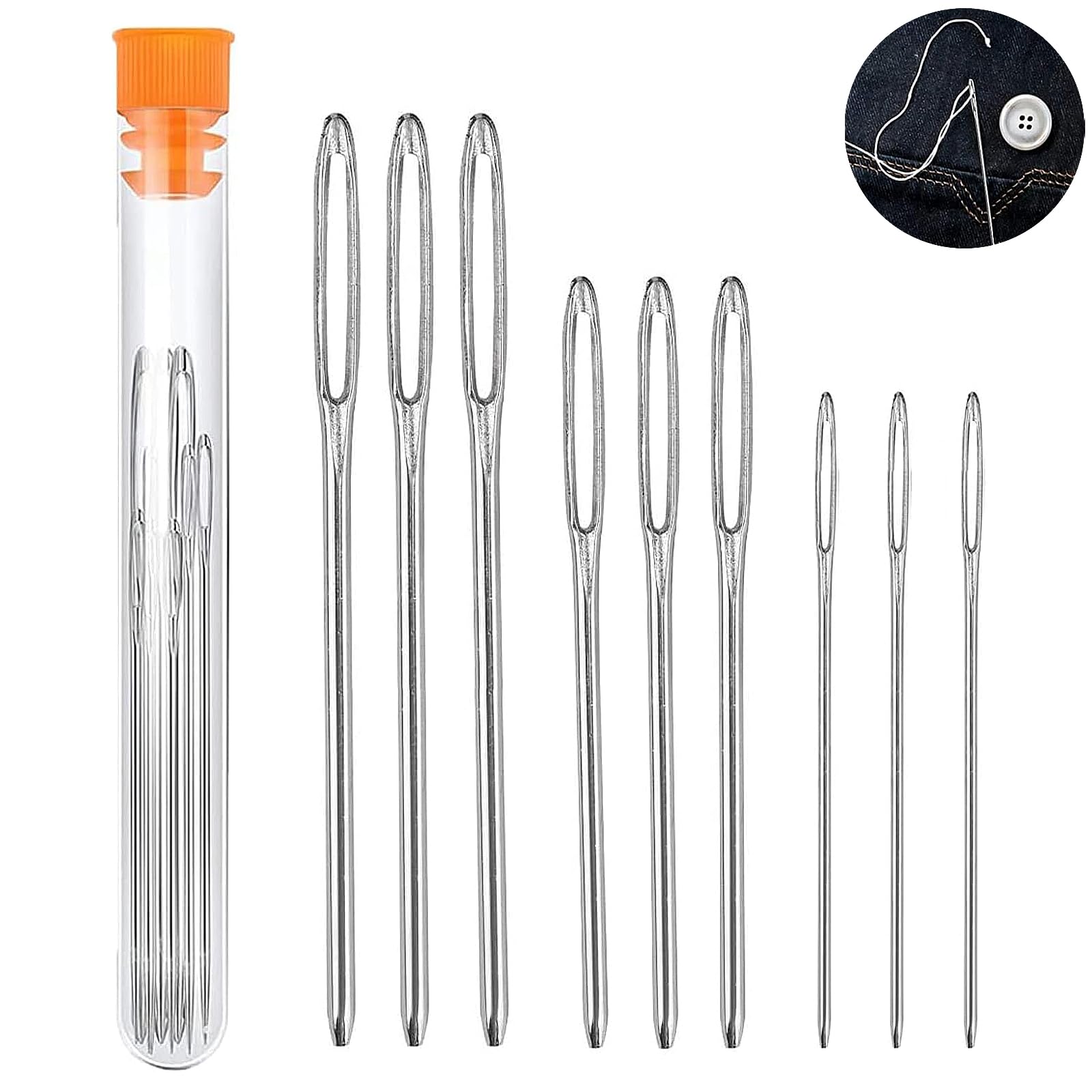 9 Pieces Tapestry Needle, Cross Stitch Needles, Large Eye Blunt Needles, Darning Needles for Wool, for Cross Stitch Crocheting, Lace, Doilies Flower Projects(5.3cm, 6cm, 7cm)