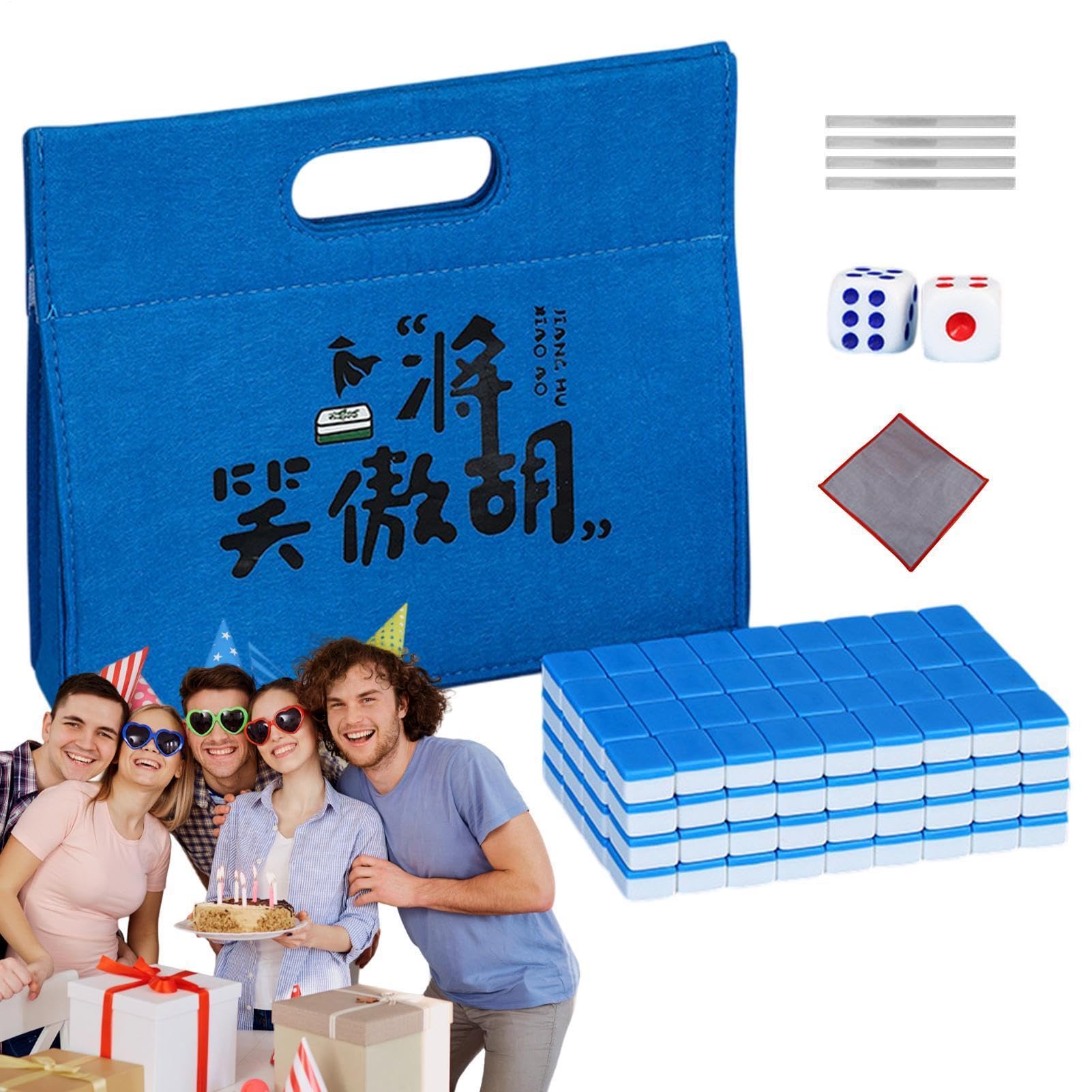 Zestaw gier Mahjong, chiński zestaw Mahjong Mały, obrus, torba do
