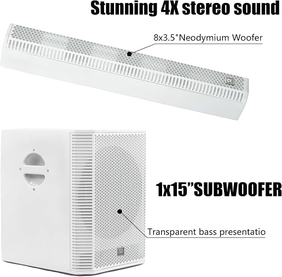 EXOTON S-1503W 15 Line Array Column DJ System - 2000W,125dB SPL | for DJ, Live Events, Parties & Stage Performances,