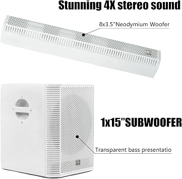 EXOTON S-1503W 15 Line Array Column DJ System - 2000W,125dB SPL | for DJ, Live Events, Parties & Stage Performances,