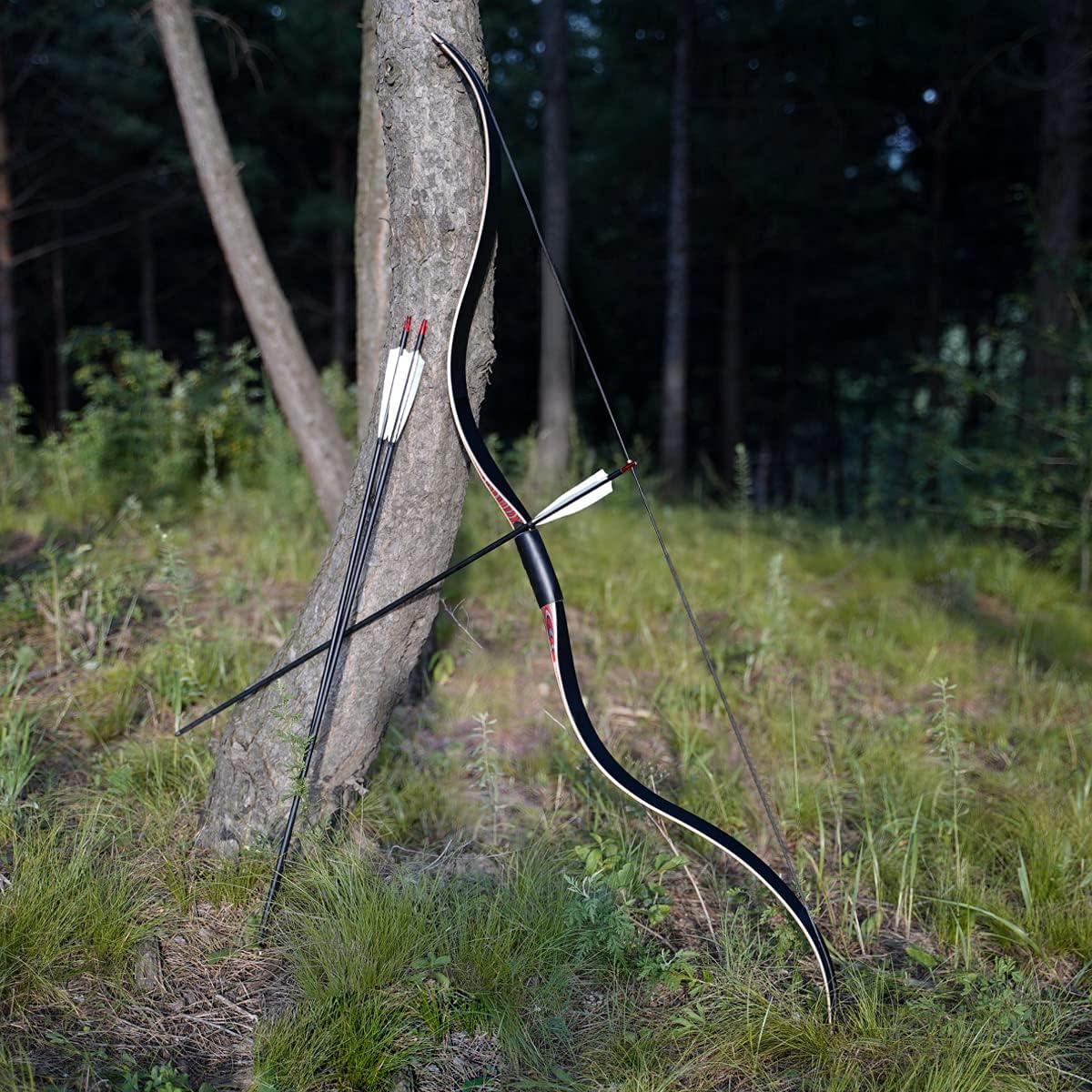 PMZ Archery 58" Recurve Bow Horsebow Longbow Traditional Bow Archery Set : Sports & Outdoors