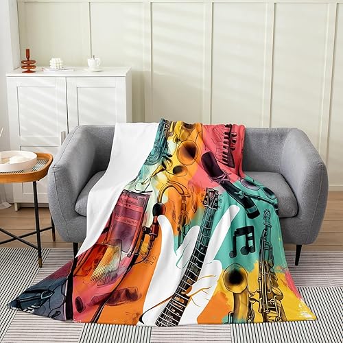 Miniatura 11 de jejeloiu Manta de felpa con estampado de radio Boombox, para niños y niñas, tamaño Queen de 90 x 90 pulgadas, radio retro para todas las estaciones,