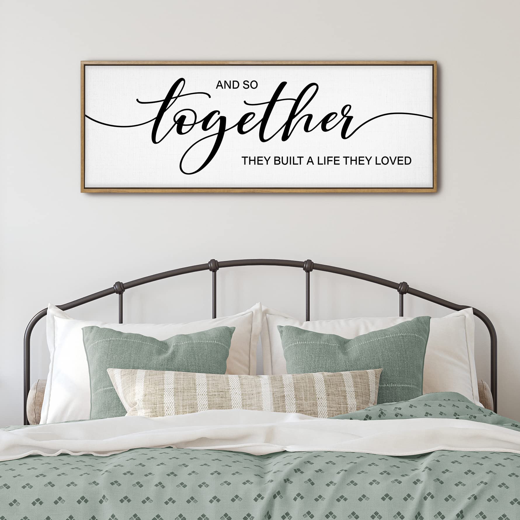 GraceView And So Together They Built A Life They Loved Wall Decor - 42”X15” And So Together They Built A Life They Loved Framed Wall Decor for Bedroom Wall Decor Above Bed Wall Art Canvas (Wood)