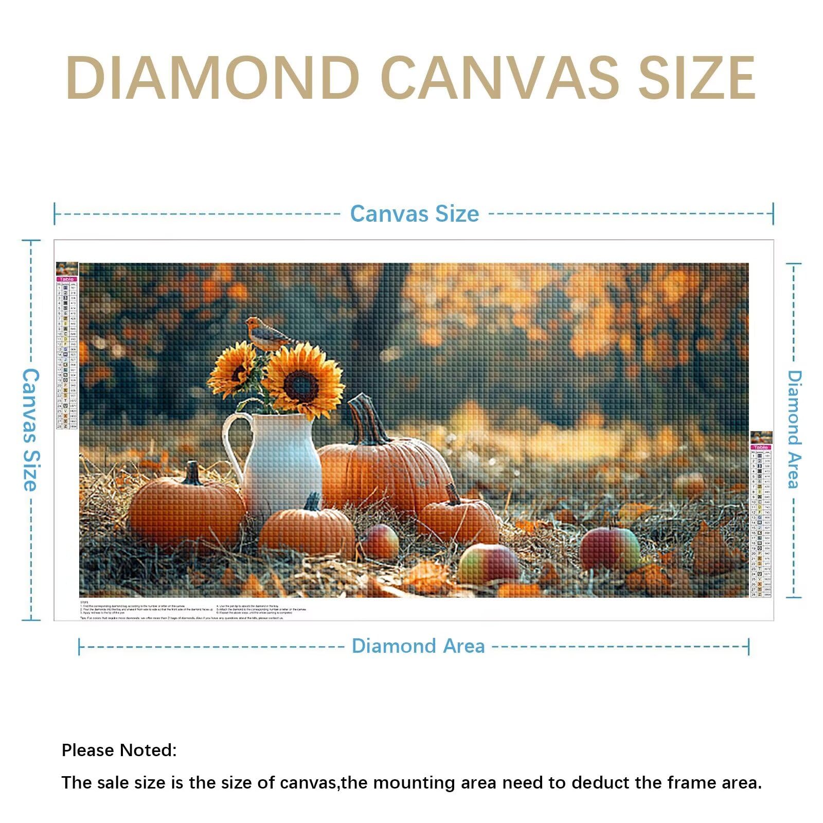 Diamond Painting Adultos Otoño Pintura Diamante, Calabaza Diamond Painting 5D Completo, DIY Cuadrado Bordado Punto de Cruz Cuadros de Diamantes Kit para Decoracion Hogar, Regalo Mujer 160x80cm 0J-894